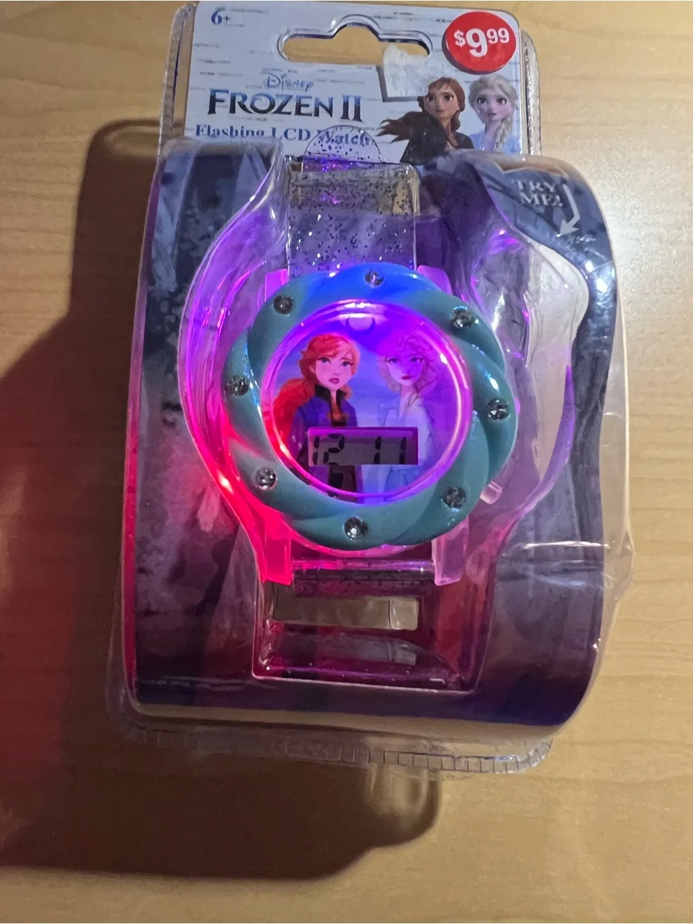 0134: Disney Frozen II Girls' Light Blue Digital Watch with Anna & Elsa Artwork